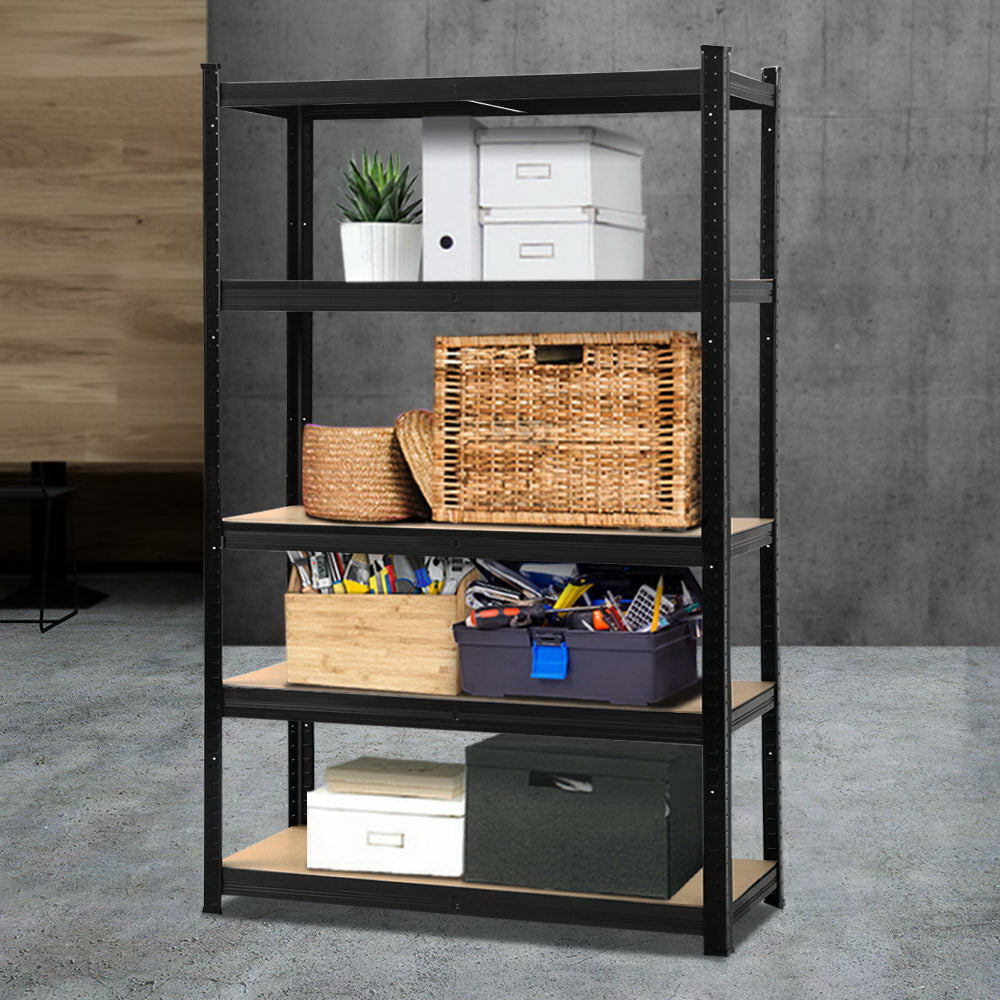 Giantz 1.8M Garage Storage Rack Steel Shelves Black