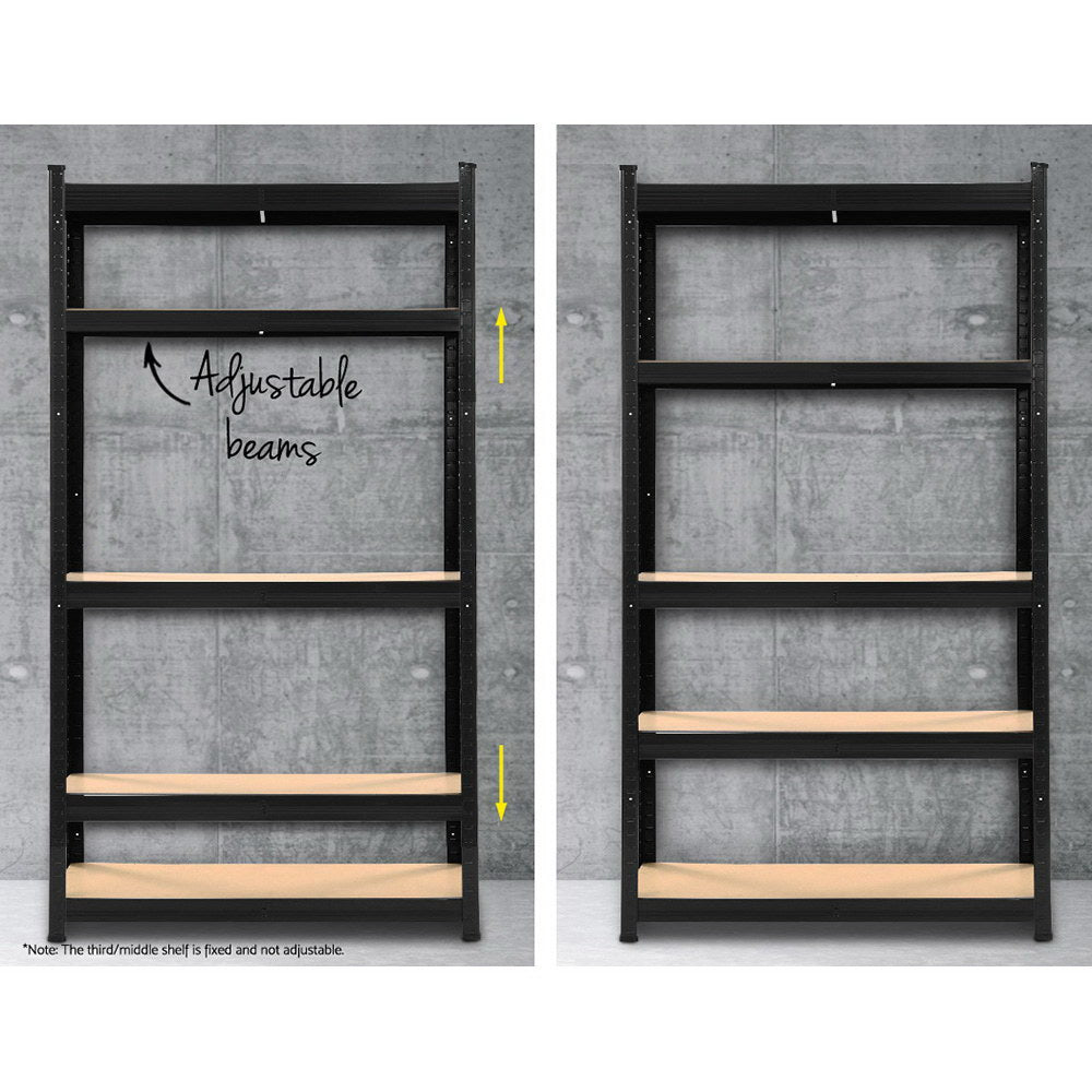 Giantz 1.8M Garage Storage Rack Steel Shelves Black