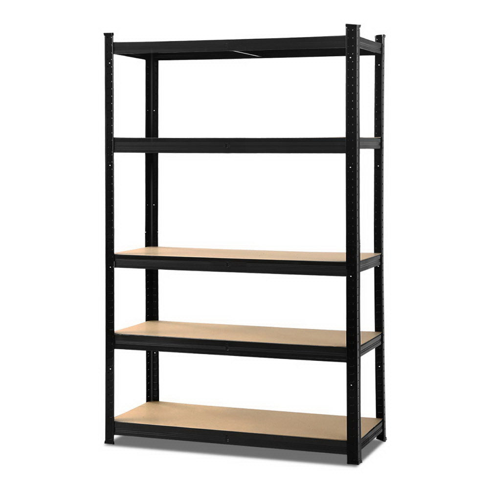 Giantz 1.8M Garage Storage Rack Steel Shelves Black