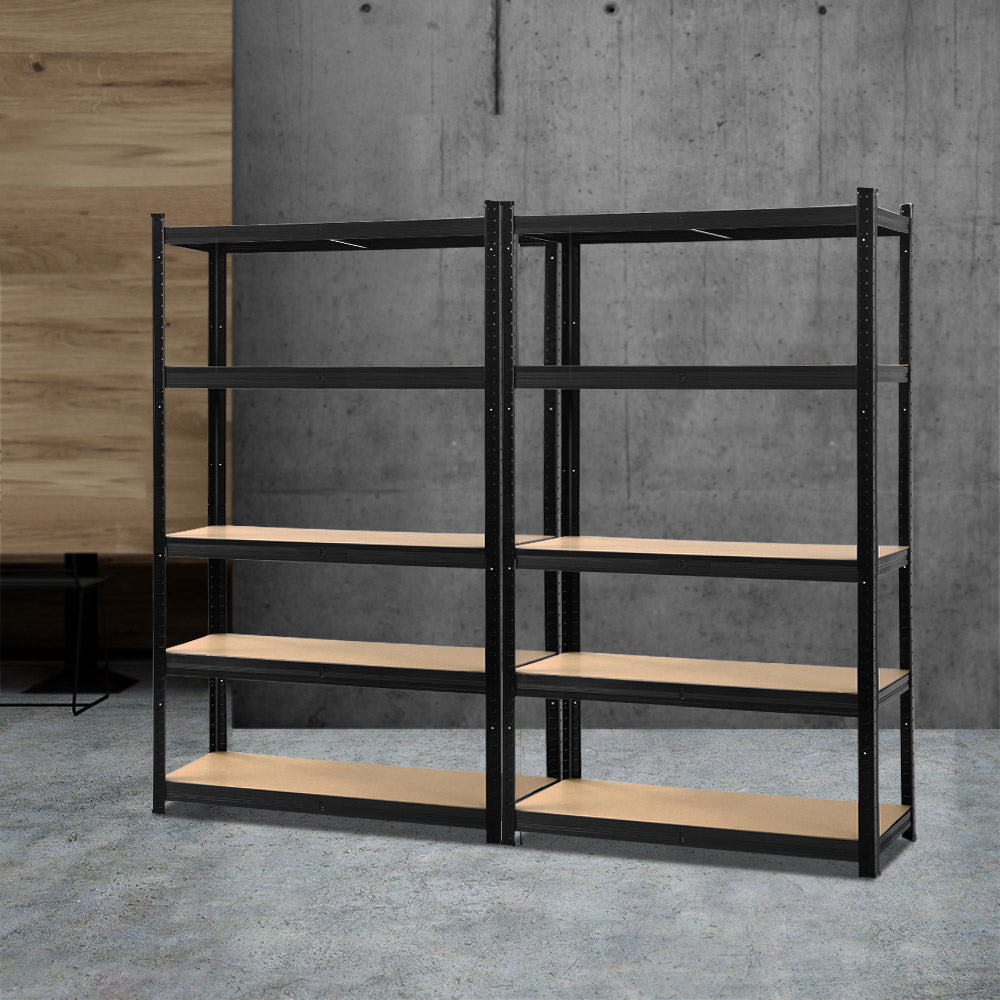 Giantz 2x1.8M Garage Shelving Rack Black Industrial Storage