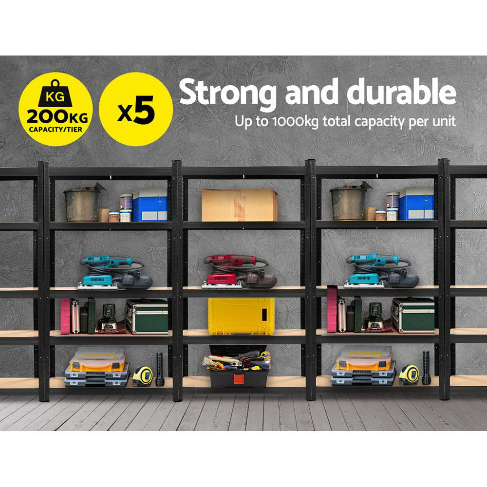 Giantz 5-Tier Garage Shelving Industrial Rack Black