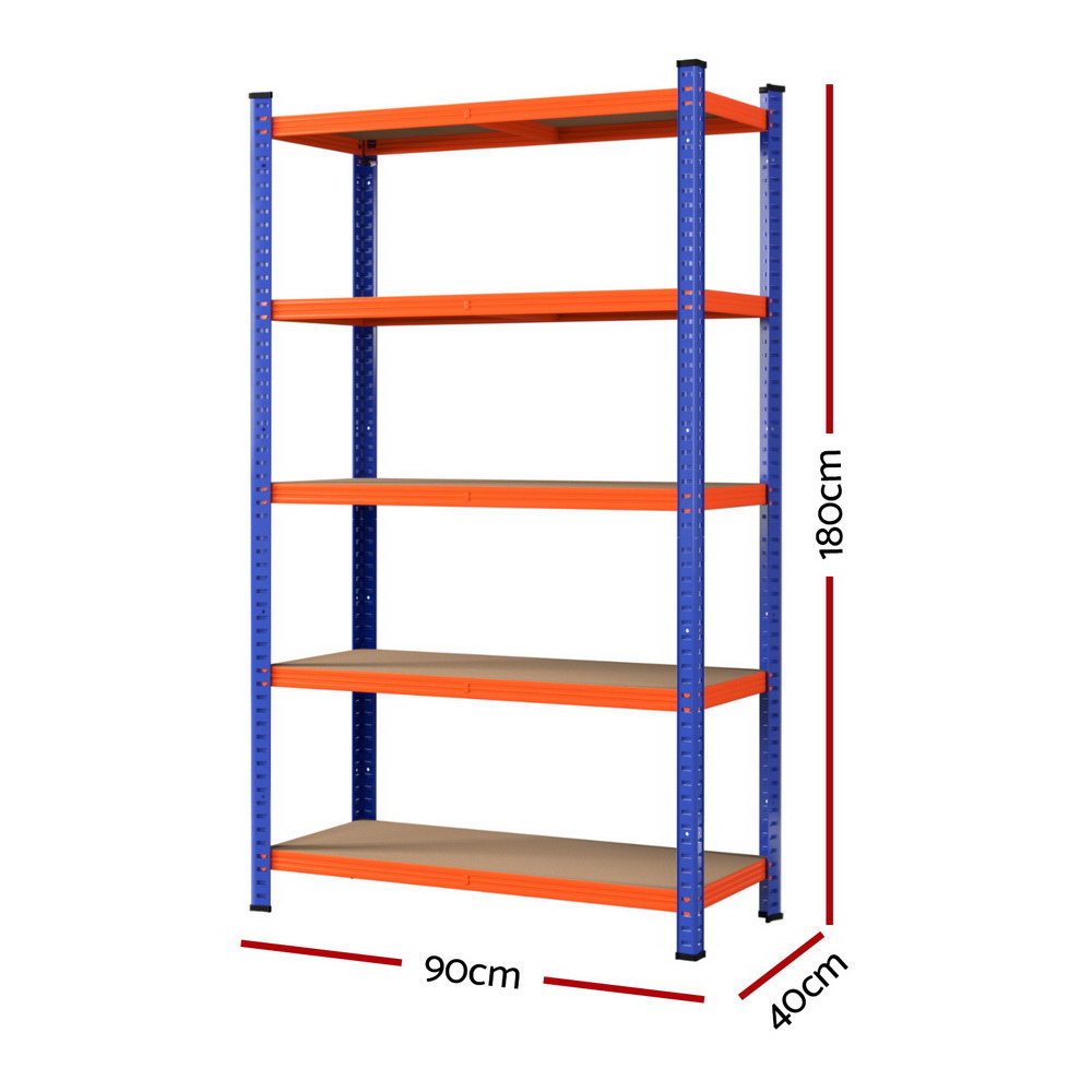 Giantz 1.8M Garage Shelving Rack 5-Tier Heavy-Duty Orange Blue
