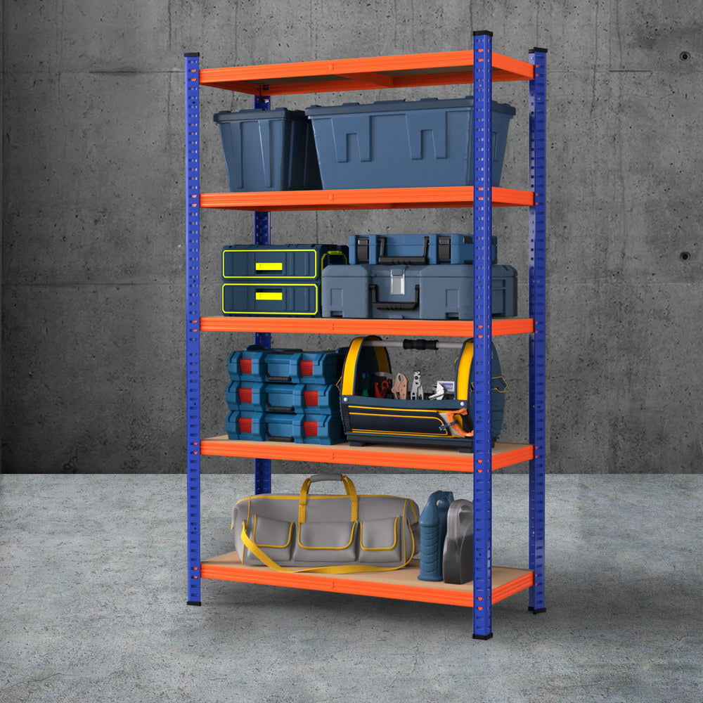 Giantz 1.8M Garage Shelving Rack 5-Tier Heavy-Duty Orange Blue