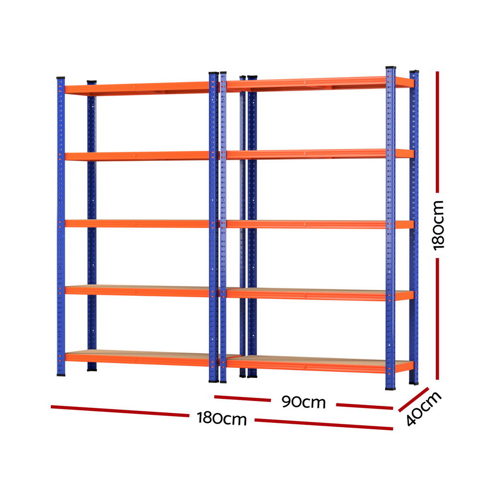 Giantz 1.8M Garage Shelving Rack 5-Tier Orange Blue