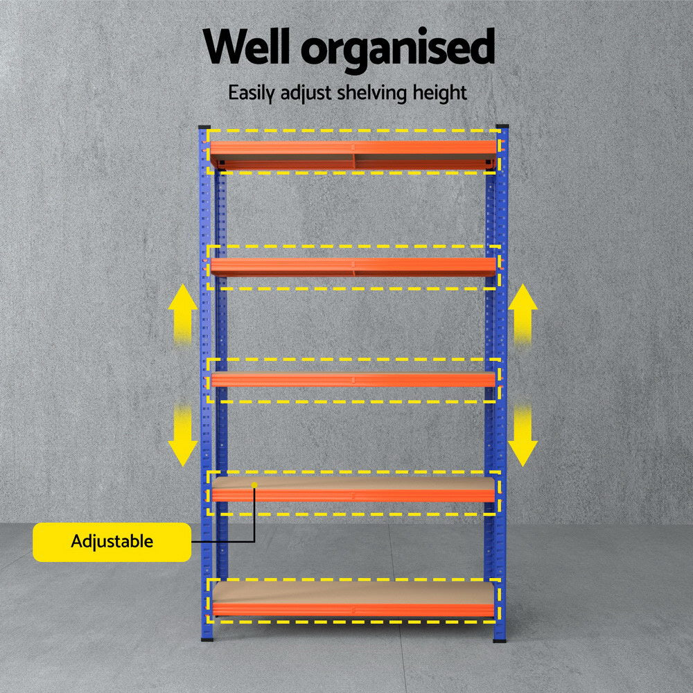 Giantz 5-Tier Garage Shelving Rack 1.8M Orange/Blue
