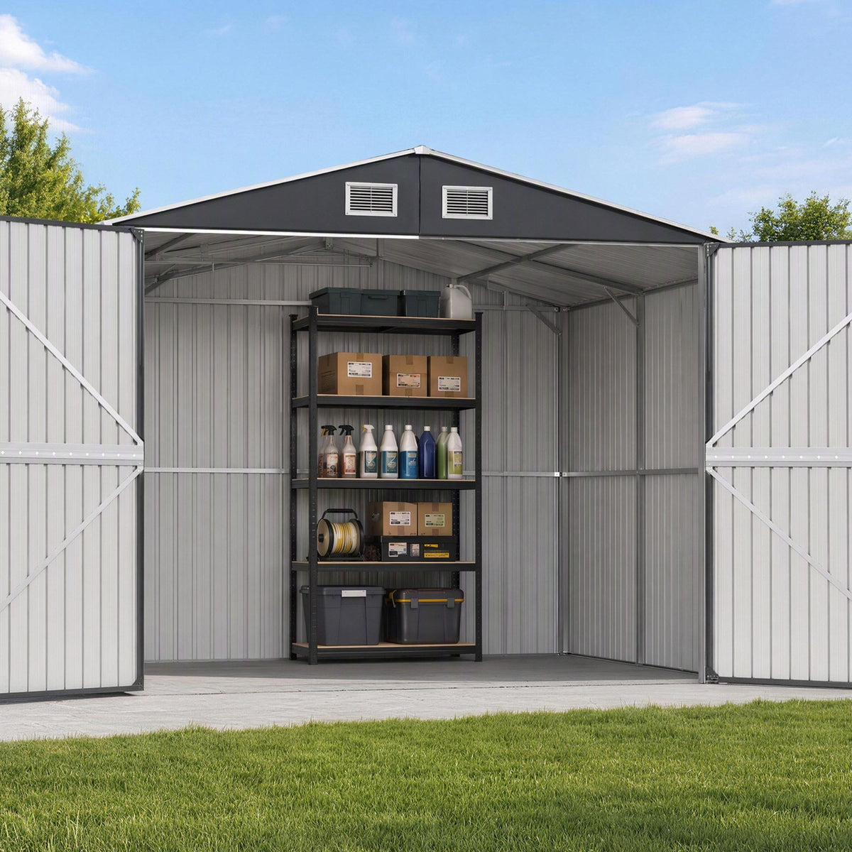 Giantz Garden Shed 3x5.38m with 5-Tier Garage Shelving Rack
