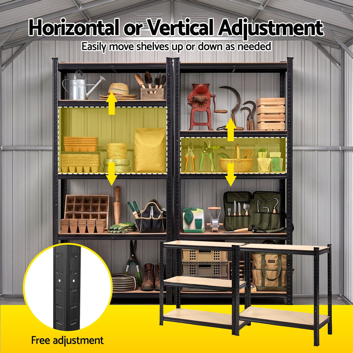Giantz Garden Shed 3x5.38m Outdoor Tool Storage with 5-Tier Garage Shelving Rack