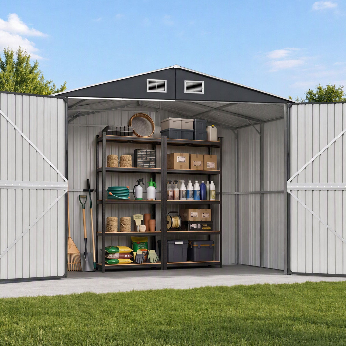 Giantz Garden Shed with Two 5-Tier Garage Shelving Racks