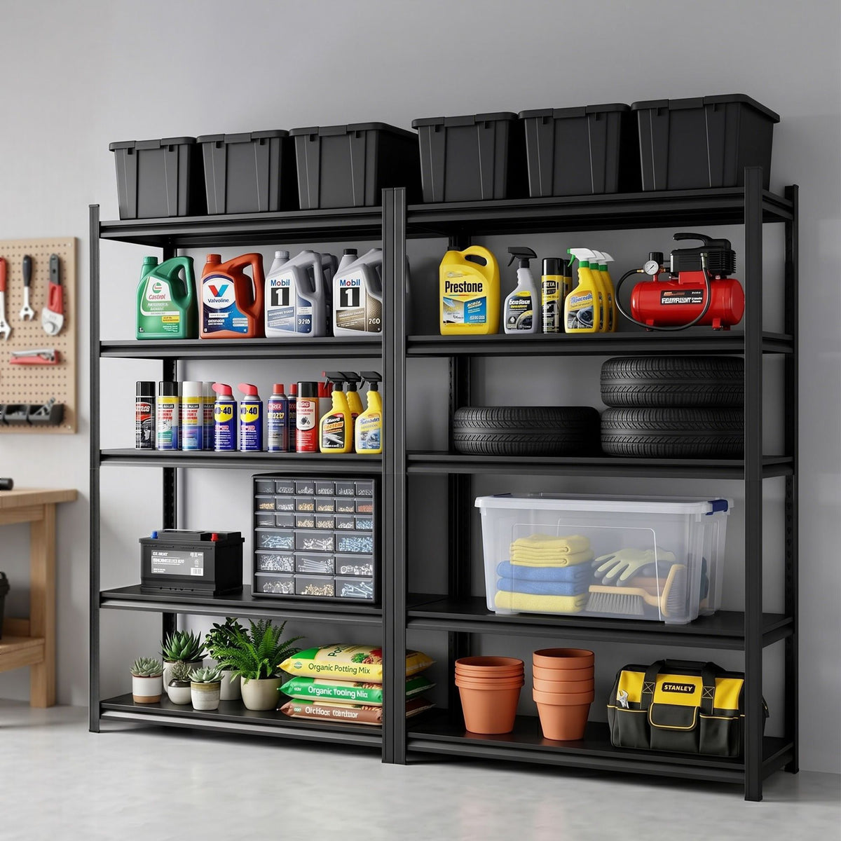Giantz 5-Tier Steel Garage Shelving Warehouse Rack 183cm 2-Pack