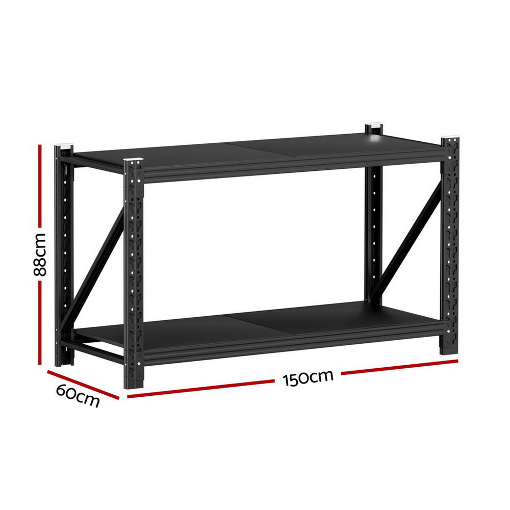 Giantz 1.5m Warehouse Garage Shelving Rack Black Steel