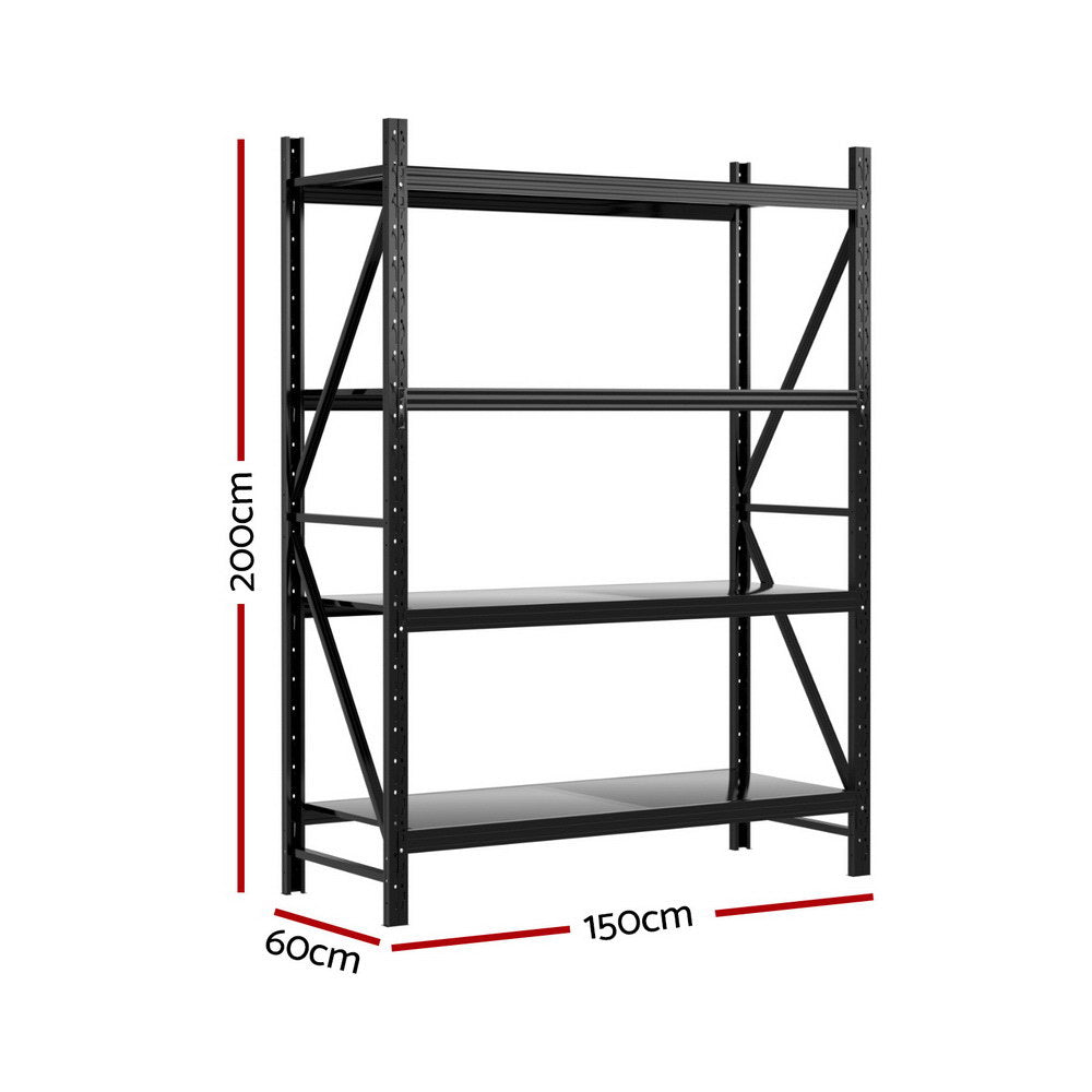 Giantz 2m x 1.5m Garage Shelving Rack Black