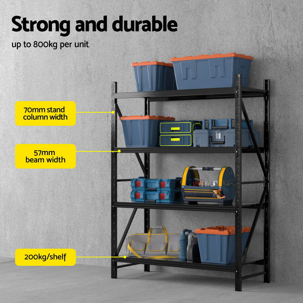 Giantz 2m x 1.5m Garage Shelving Rack Black
