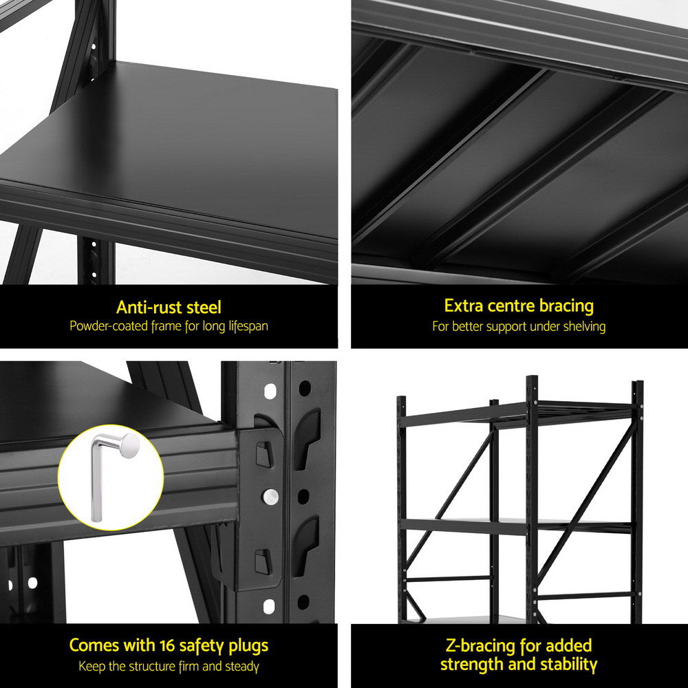 Giantz 2m x 1.5m Garage Shelving Rack Black