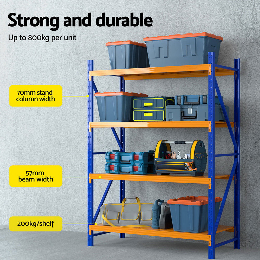 Giantz 2m x 1.5m Industrial Shelving Garage Rack Orange/Blue