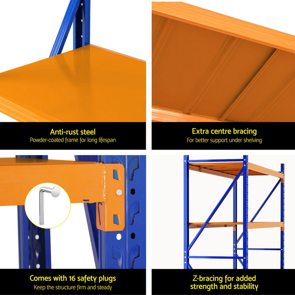 Giantz 2m x 1.5m Industrial Shelving Garage Rack Orange/Blue