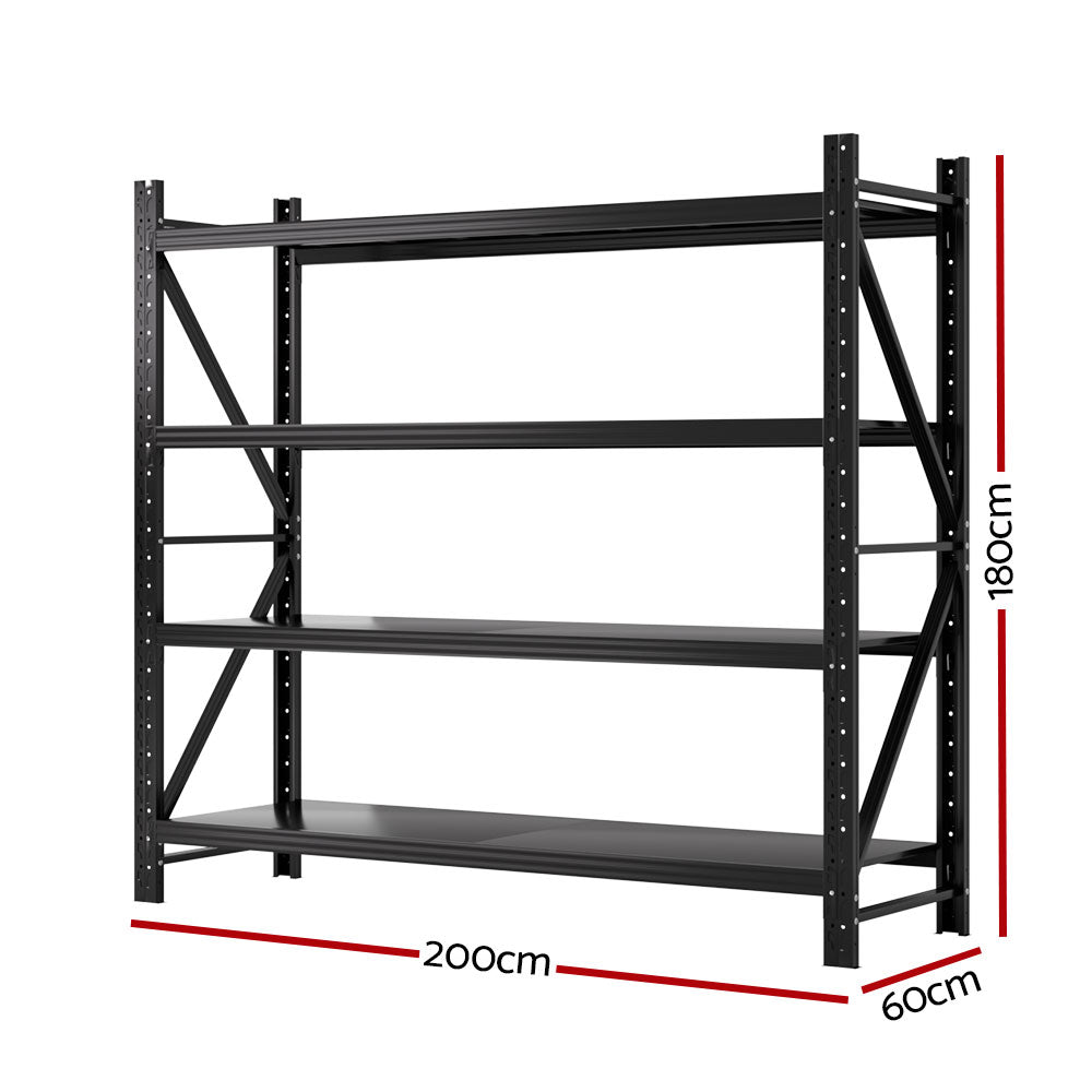 Giantz 2m x 1.8m Industrial Garage Shelving Rack Black