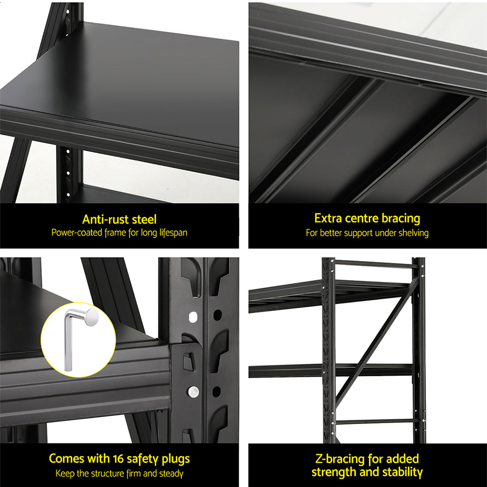 Giantz 2m x 1.8m Industrial Garage Shelving Rack Black