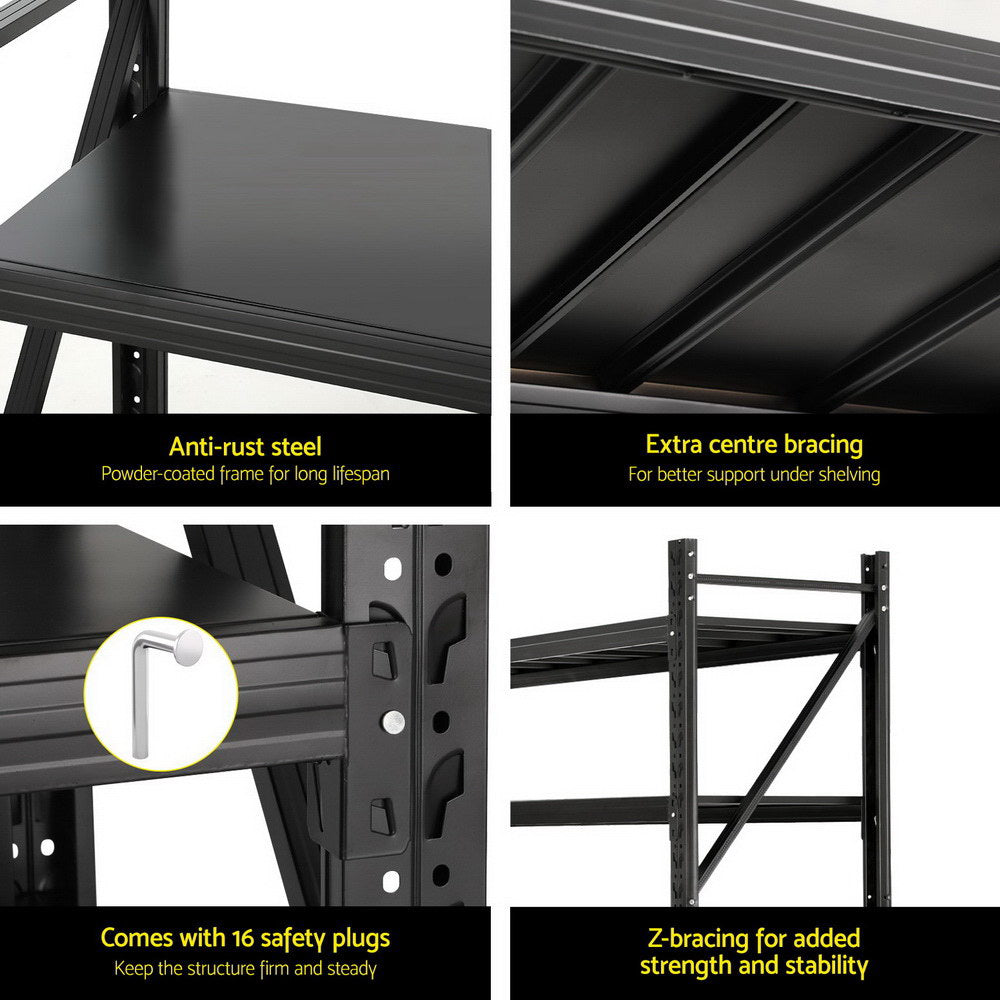 Giantz 4M Garage Shelving Rack Black Industrial Steel