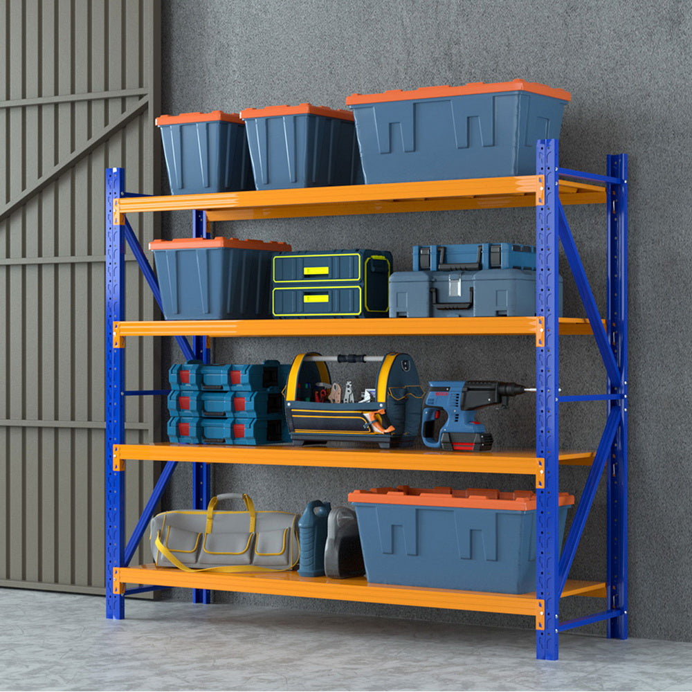 Giantz 2m x 1.8m Industrial Steel Shelving Rack Orange Blue