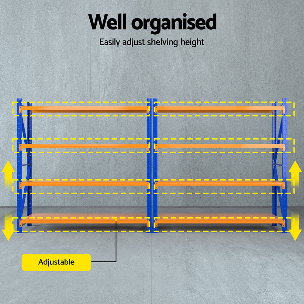 Giantz 4M Warehouse Shelving Rack Heavy-Duty Steel Orange/Blue