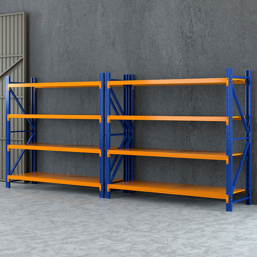 Giantz 4M Warehouse Shelving Rack Heavy-Duty Steel Orange/Blue