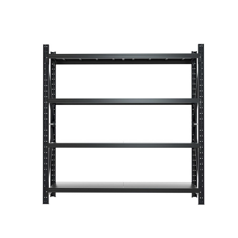 Giantz 2Mx2M Garage Storage Rack Black Steel Shelving