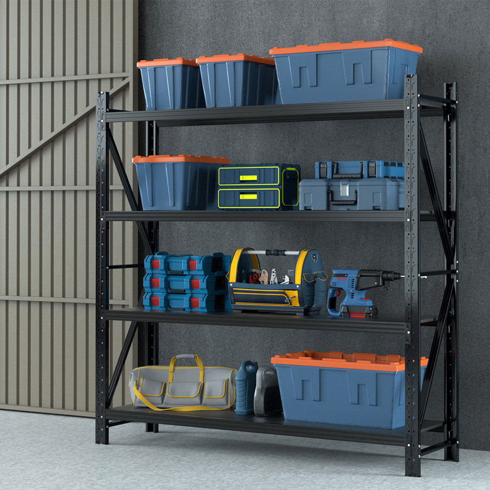 Giantz 2Mx2M Garage Storage Rack Black Steel Shelving