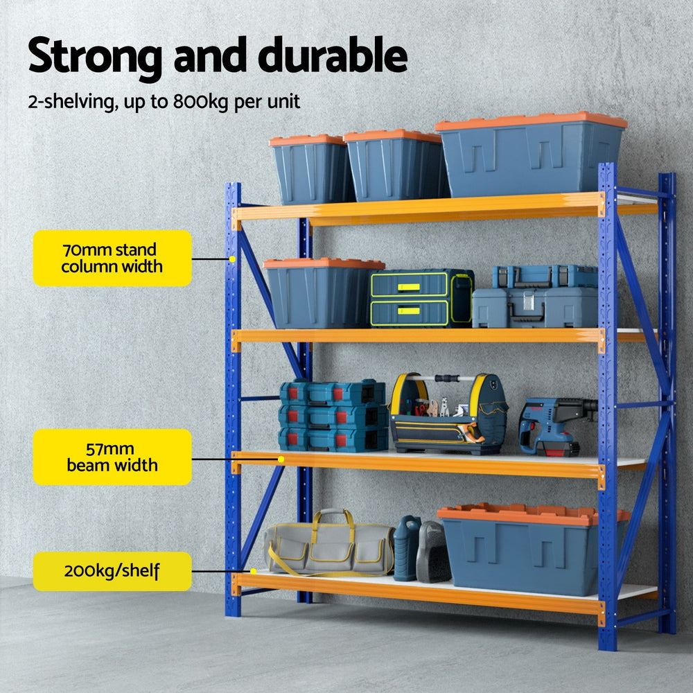 Giantz 4Mx2M Industrial Garage Shelving Rack Orange Blue