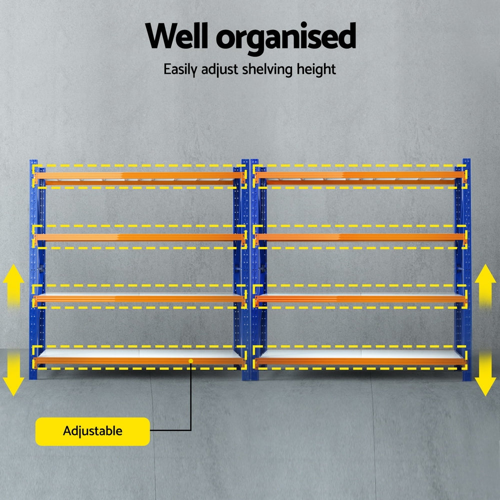 Giantz 4Mx2M Industrial Garage Shelving Rack Orange Blue