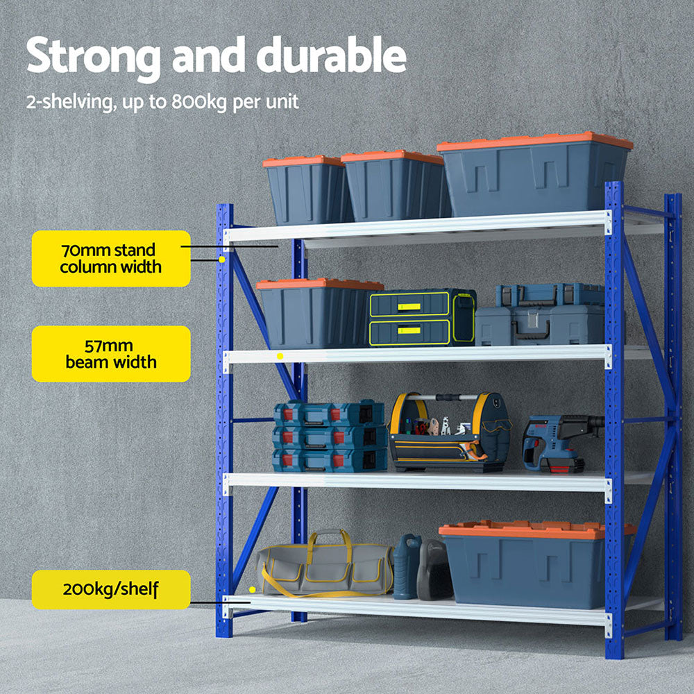 Giantz 4Mx2M Industrial Garage Shelving Rack Blue