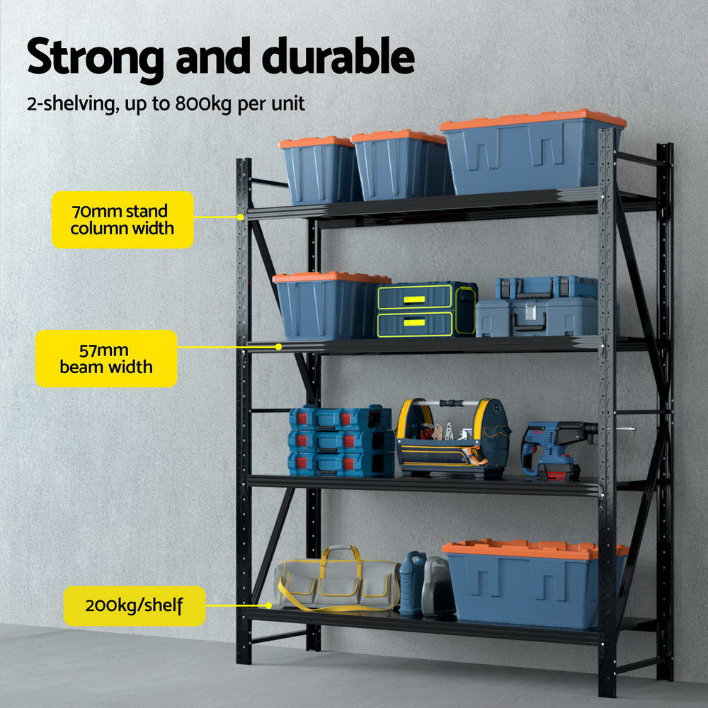 Giantz 4Mx2.4M Industrial Garage Shelving Rack Black