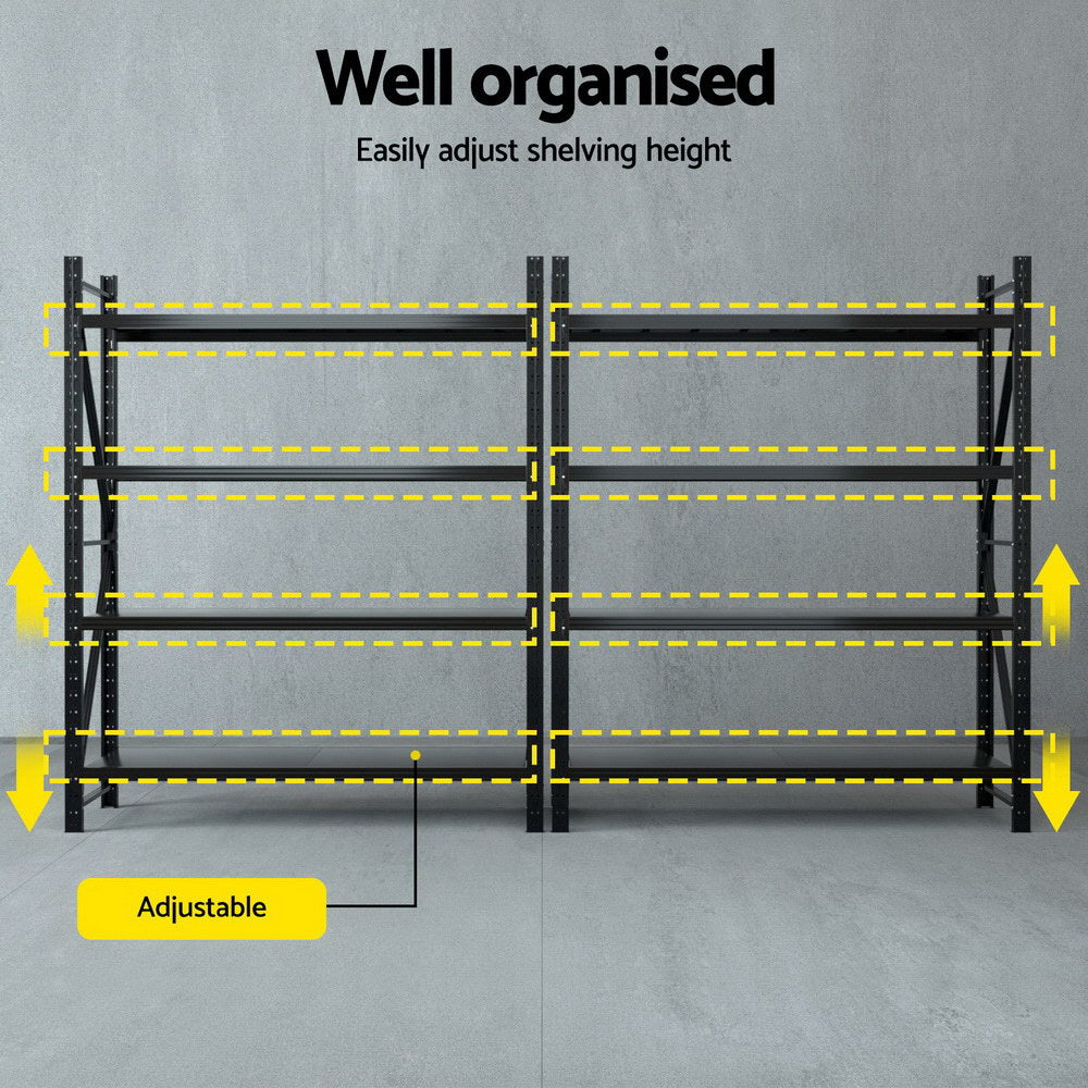Giantz 4Mx2.4M Industrial Garage Shelving Rack Black