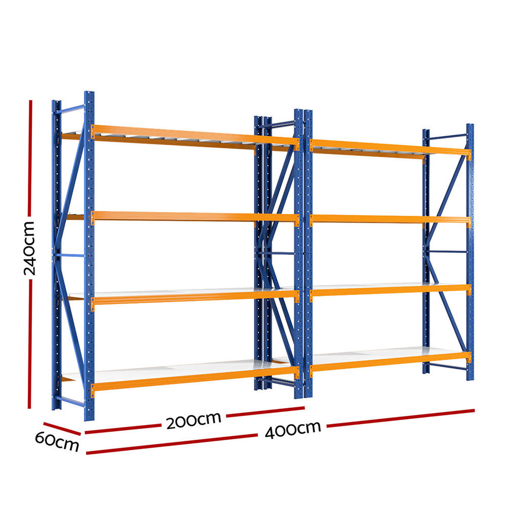 Giantz 4M Industrial Garage Shelving Rack Orange & Blue