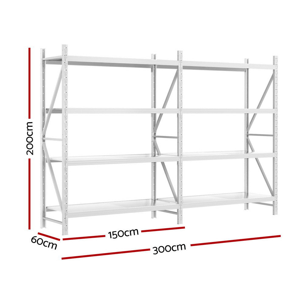 Giantz 3x2m Industrial Garage Shelving Rack Black