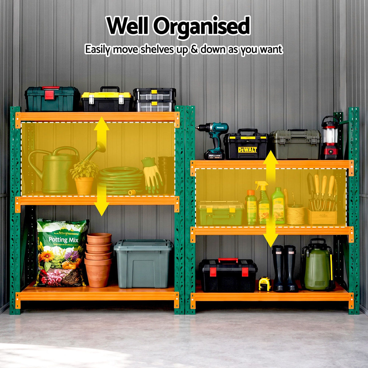 Giantz Garden Shed with 3-Tier Garage Shelving Rack Outdoor Tool Storage Racks