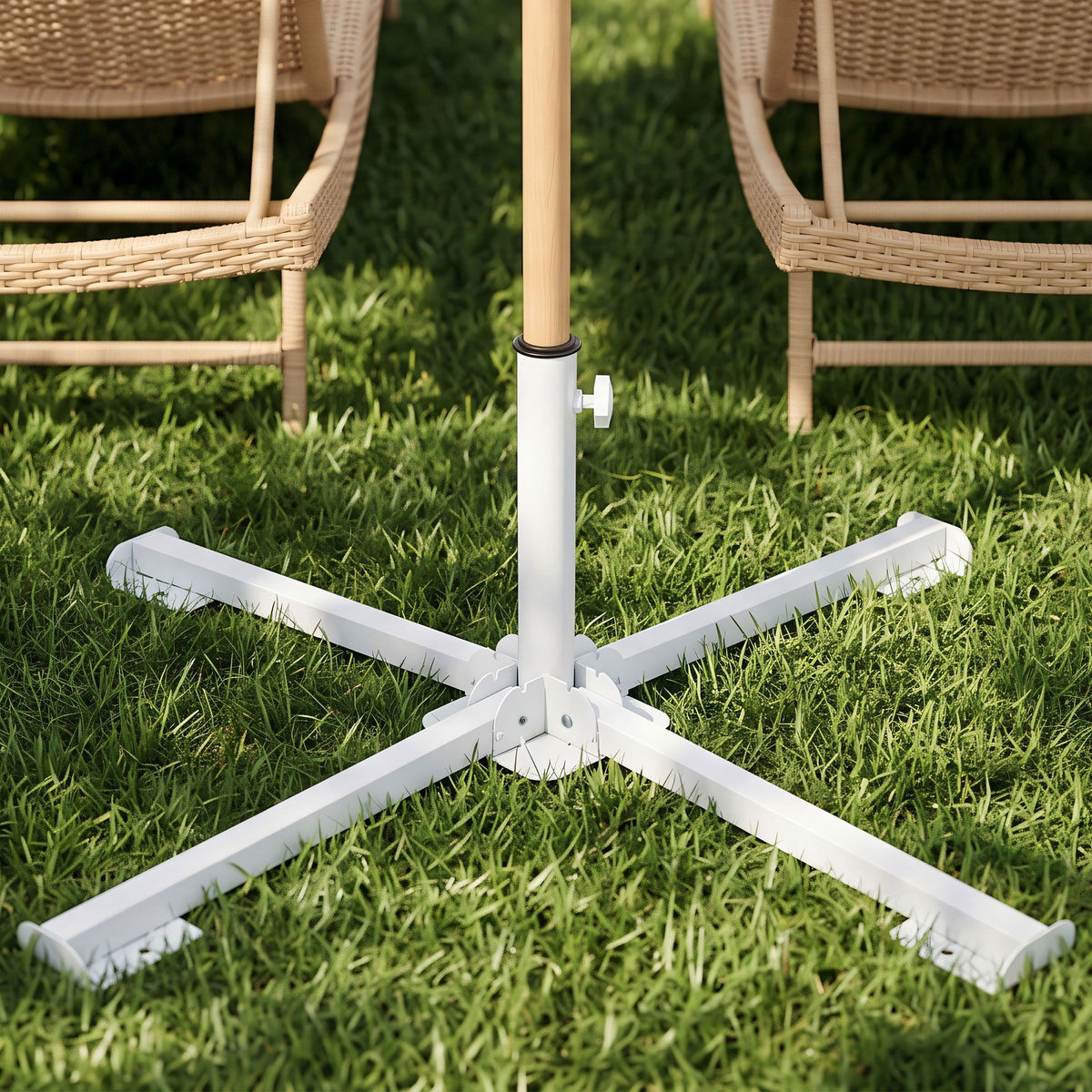 Instahut Foldable Outdoor Umbrella Base Steel Holder 25-35mm White