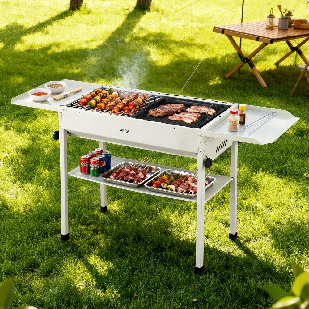 Grillz Portable Charcoal BBQ Grill with Stainless Steel Racks