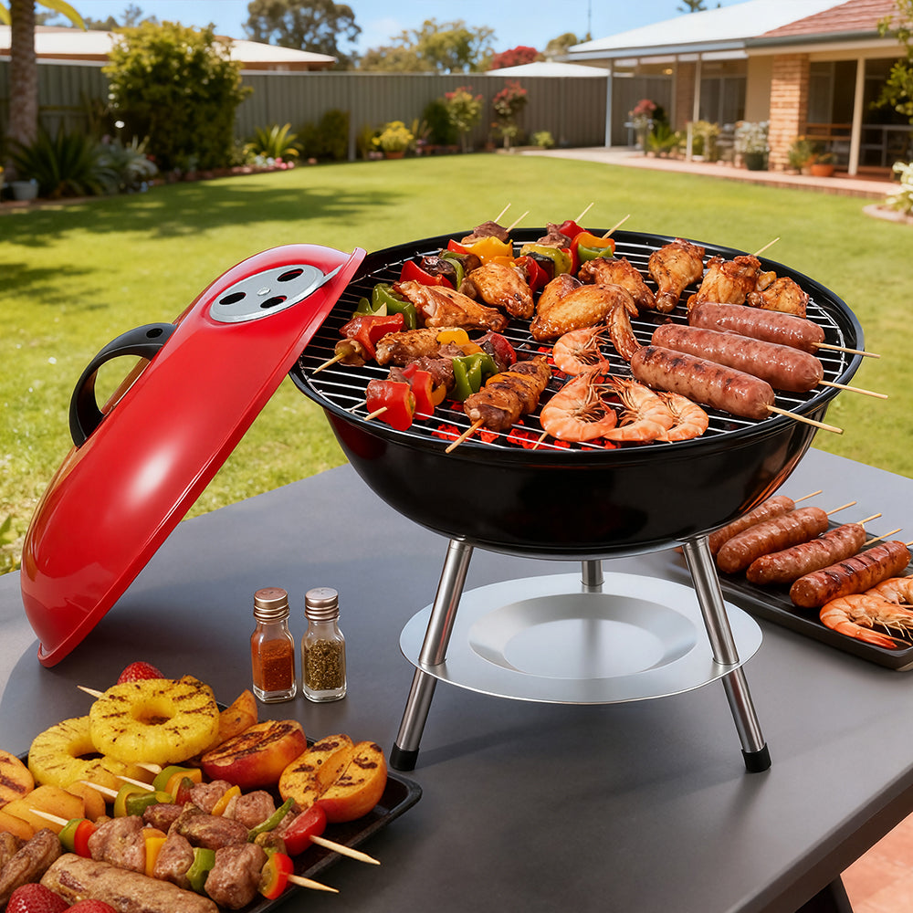 Grillz Portable Charcoal BBQ Grill with Lid for Camping