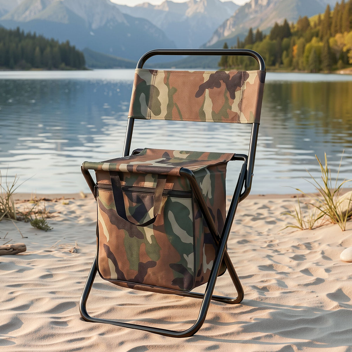 Weisshorn Camping Chair with Storage Bag 600D Oxford Iron Camo 60CM