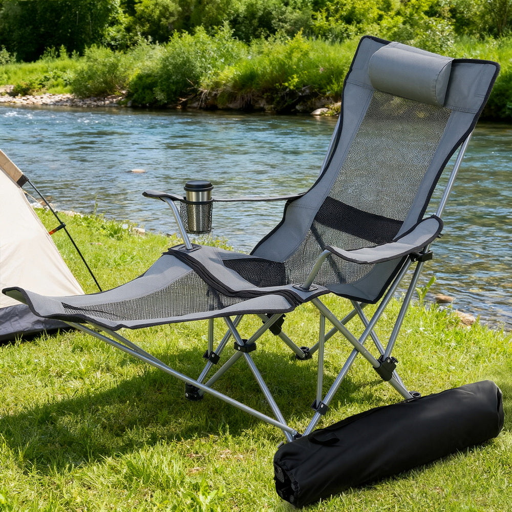 Weisshorn Adjustable Reclining Camping Chair Grey