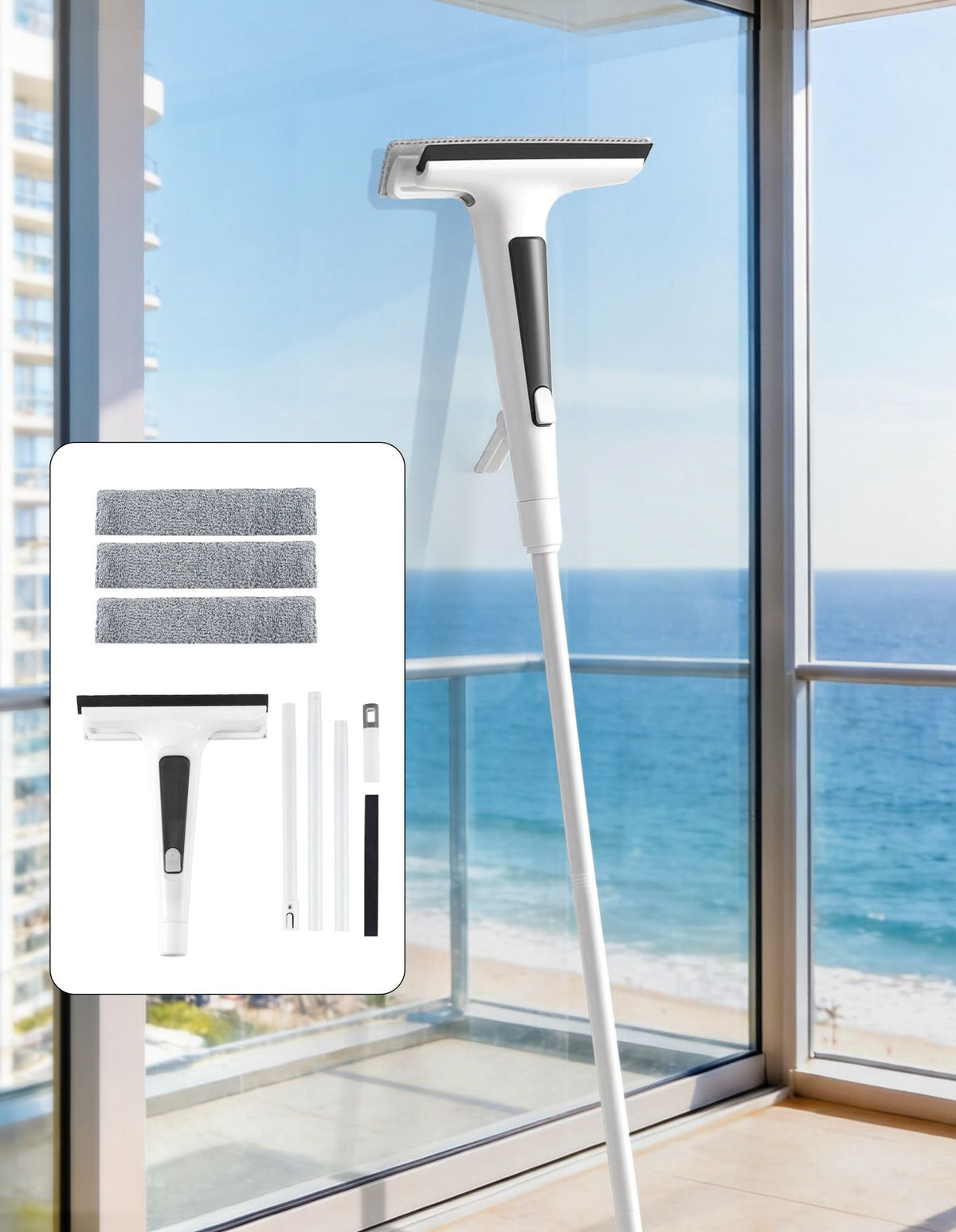 Giantz Window Cleaner Squeegee Extendable 136cm Water Tank, White