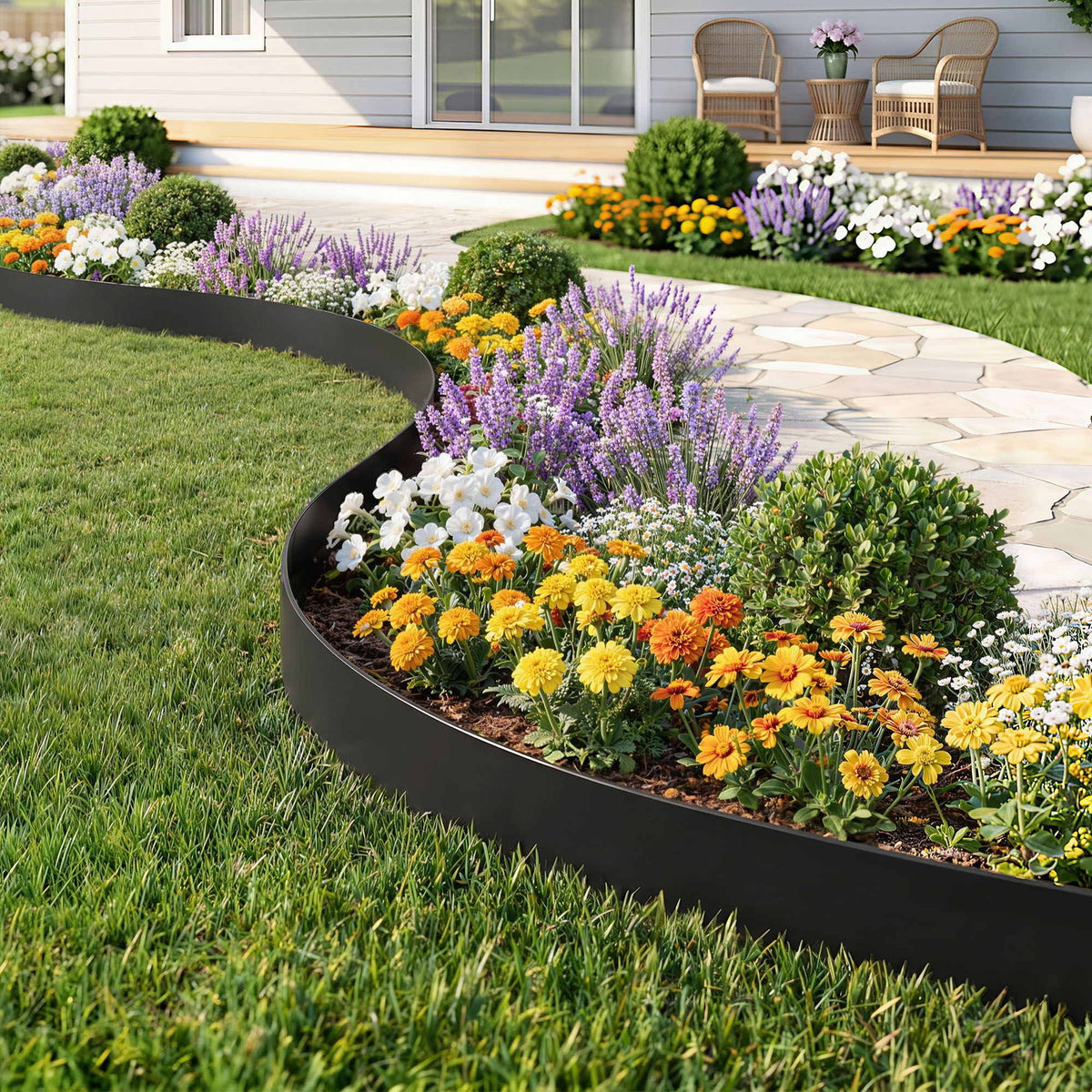 Green Fingers Flexible Plastic Garden Edging 60ft 30pcs Black