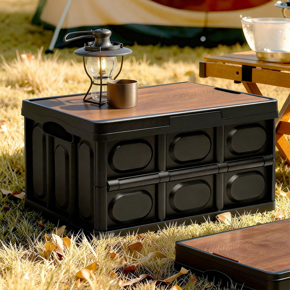 Gardeon Collapsible Outdoor Storage Box 50L Folding Camping Organiser Black