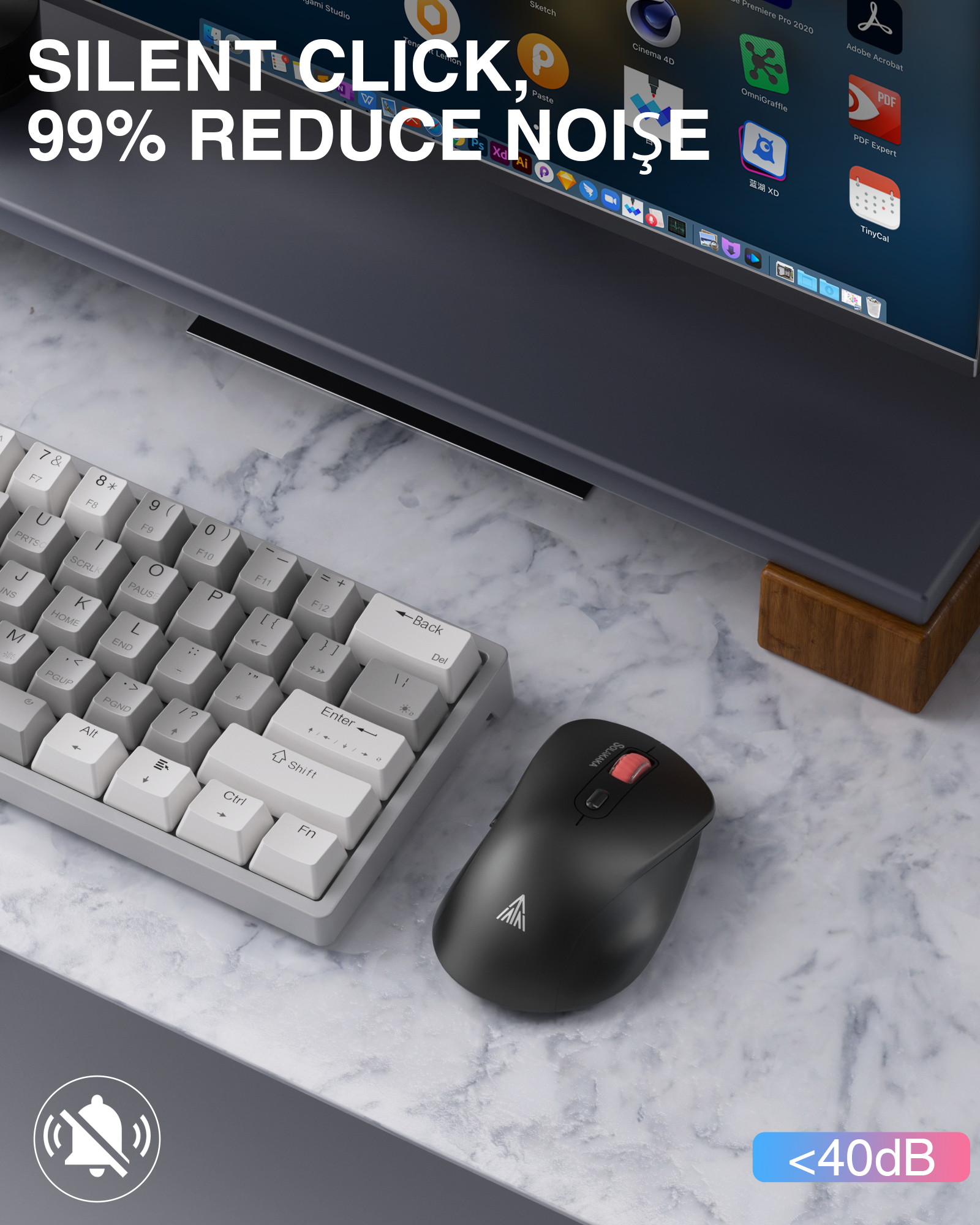 SOLAKAKA Silent Wireless Mouse Bluetooth 2.4GHz 4200 DPI 7 Buttons