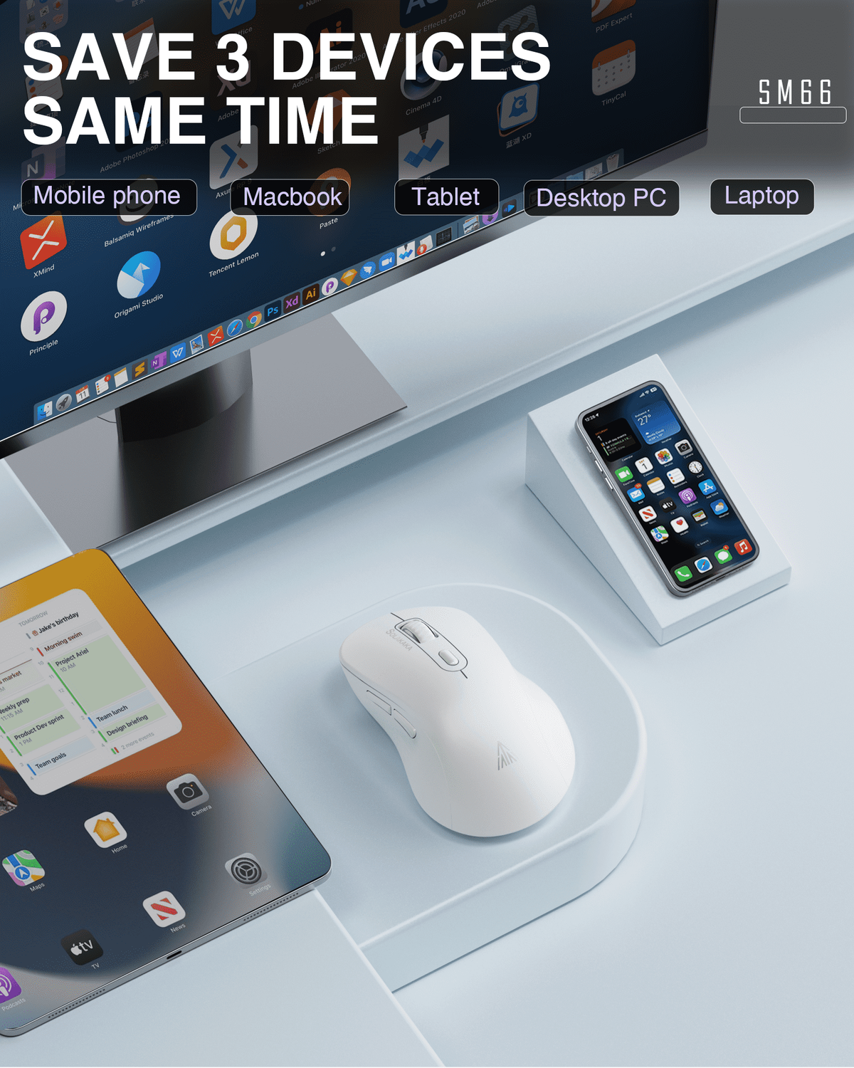 SOLAKAKA Silent Wireless Mouse Bluetooth 2.4GHz 4200 DPI 7 Buttons