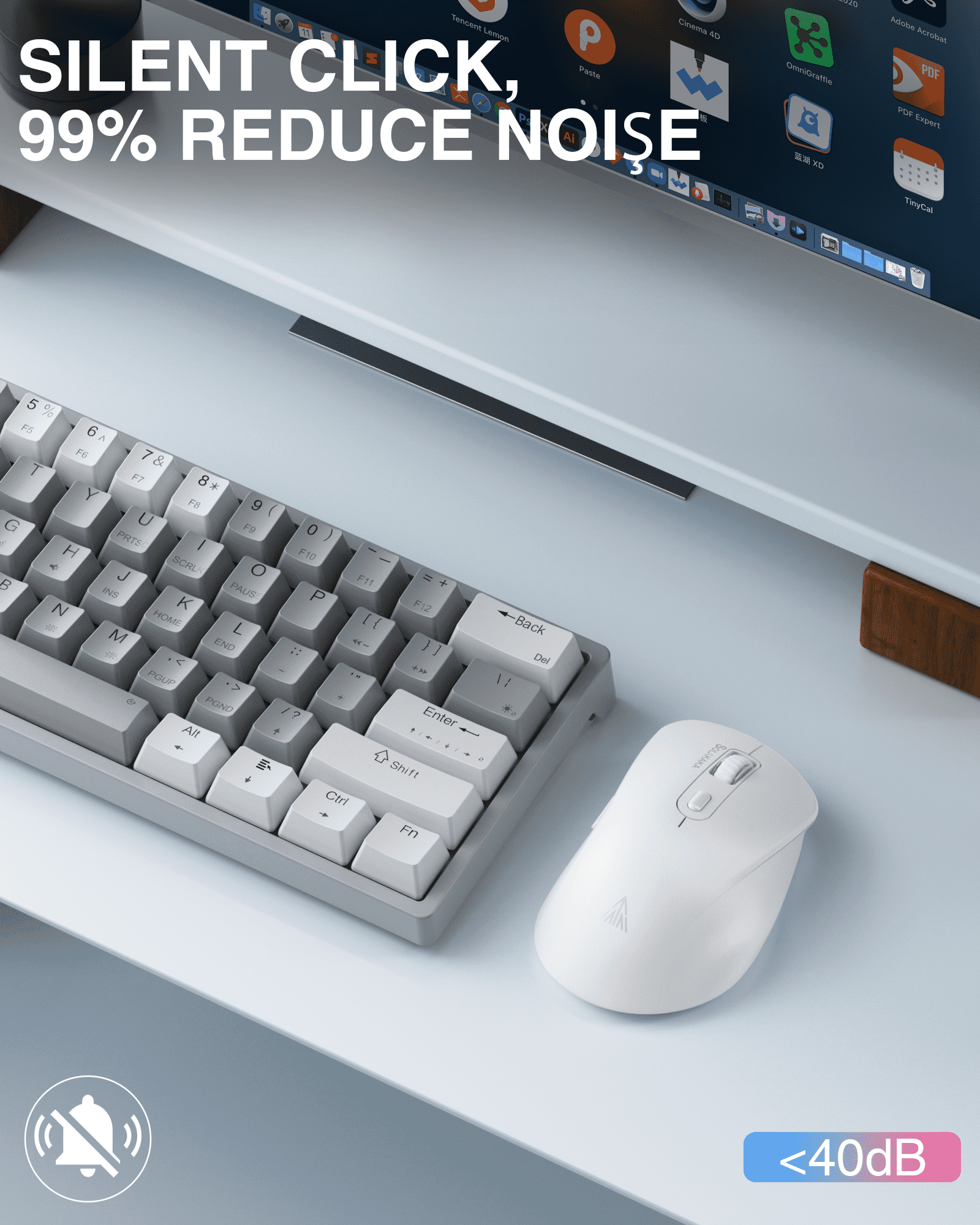 SOLAKAKA Silent Wireless Mouse Bluetooth 2.4GHz 4200 DPI 7 Buttons