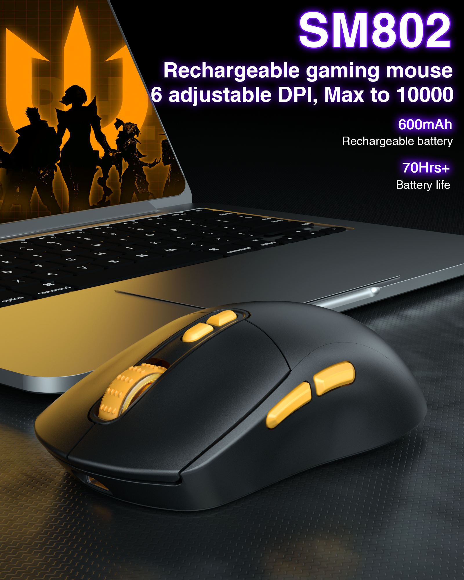 SOLAKAKA SM802 Pro Tri-Mode Gaming Mouse RGB 24000 DPI Hotswap