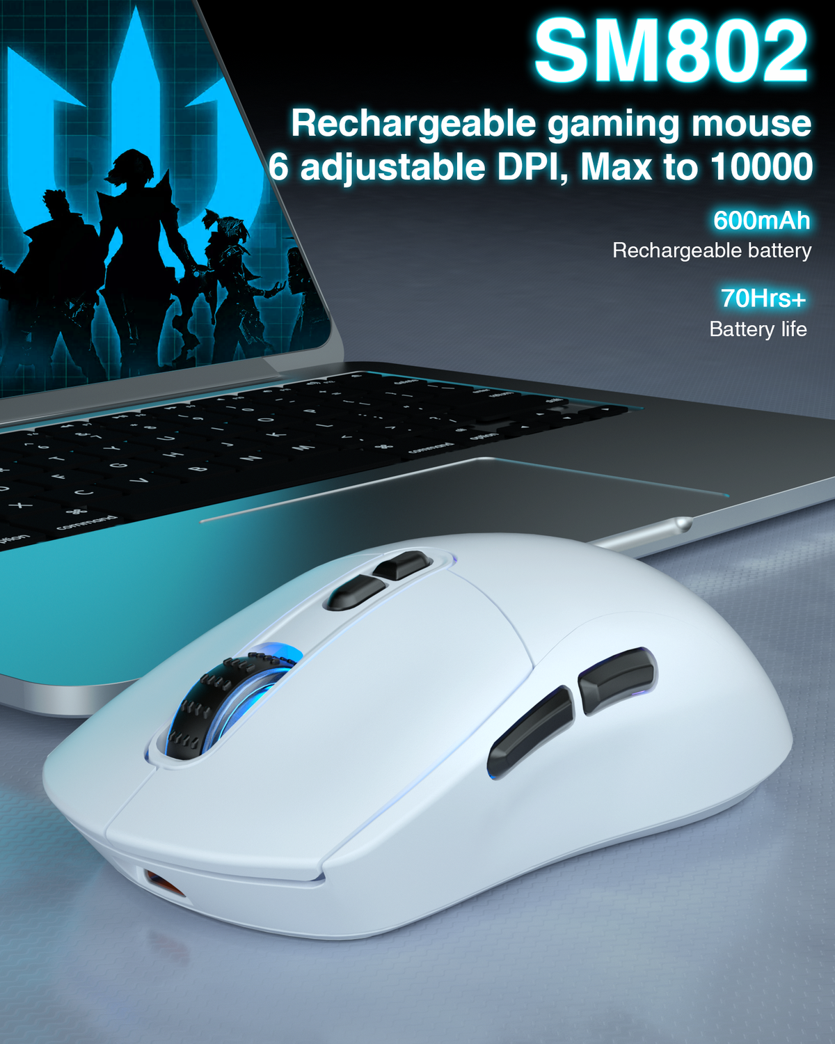 SOLAKAKA SM802 Pro Tri-Mode Gaming Mouse RGB 24000 DPI Hotswap