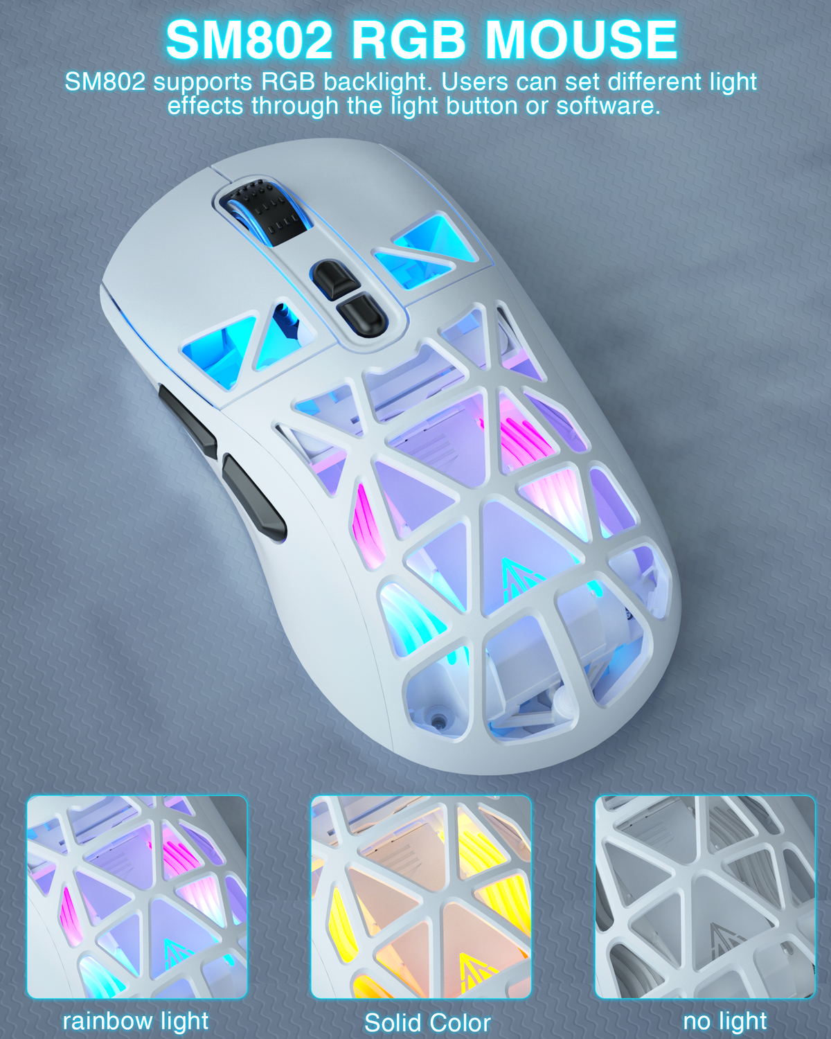 SOLAKAKA SM802 Pro Tri-Mode Gaming Mouse RGB 24000 DPI Hotswap