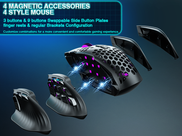 SOLAKAKA Wireless MMO Gaming Mouse 16 Buttons Bluetooth 24000 DPI RGB